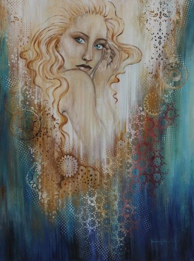 Alternate image for Signed Expressionist Painting of a Woman from Brazil Blue Eyes