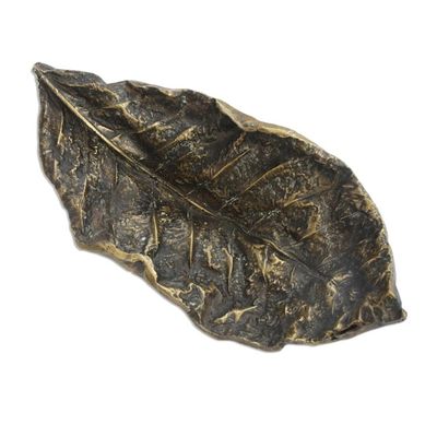 Alternate image for Handcrafted Bronze Life-Like Leaf Sculpture from Brazil Exquisite leaf