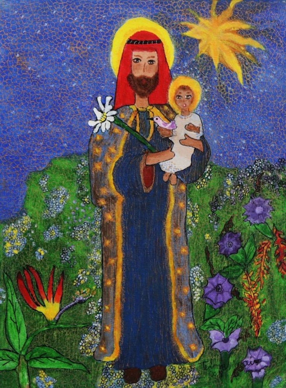 Signed Naif Painting of Saint Joseph from Brazil 'Saint Joseph'