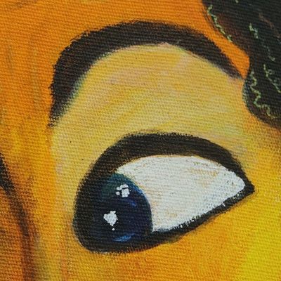 Alternate image for Signed Stretched Colorful Naif Acrylic Painting of Woman A Distrustful