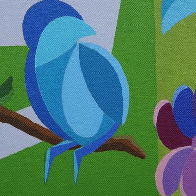 Alternate image for Expressionist Stretched Bird and Floral Painting 2022 Flock of Peace