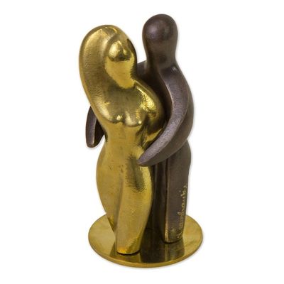 Alternate image for Brazil Signed Bronze Sculpture of a Man and Woman Comfort