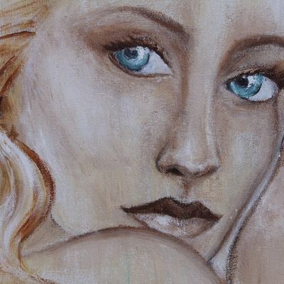 Alternate image for Signed Expressionist Painting of a Woman from Brazil Blue Eyes