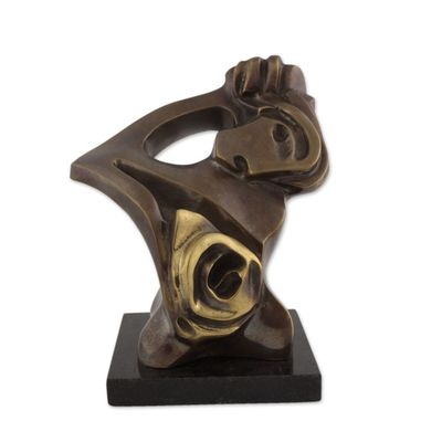 Alternate image for Modern Fine Art Brazilian Signed Bronze Sculpture Blossoming Love
