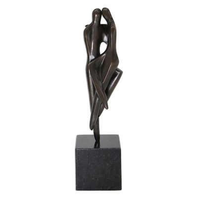 Alternate image for Modern Abstract Bronze Lovers Sculpture with Granite Base Lovers III