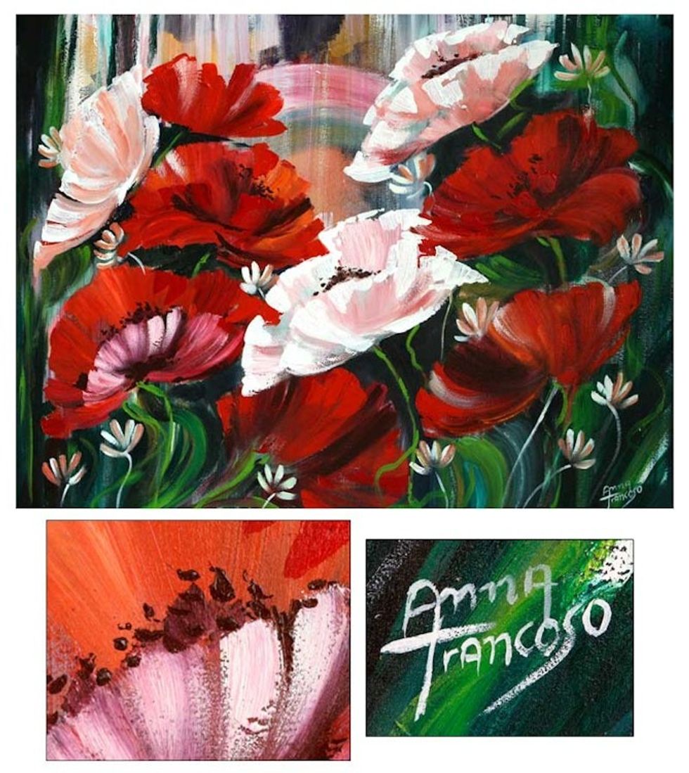 Floral Impressionist Painting from Brazil 'Poppies'