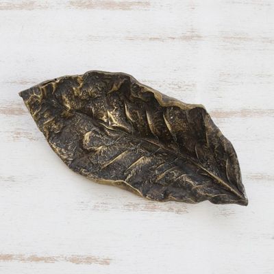 Alternate image for Handcrafted Bronze Life-Like Leaf Sculpture from Brazil Exquisite leaf