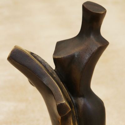 Alternate image for Modern Signed Bronze Sculpture of Lovers from Brazil Admiration II