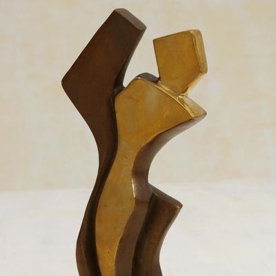 Alternate image for Modern Abstract Bronze Sculpture of a Couple in Love Passion