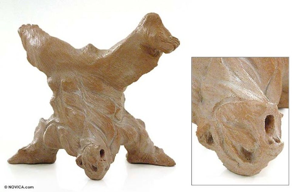 Terracotta sculpture 'Capoeira Headstand'