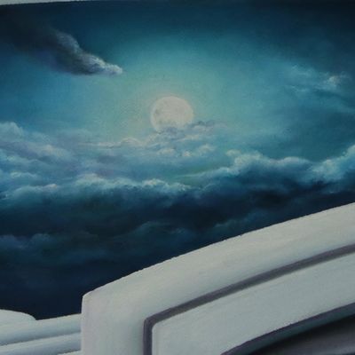 Alternate image for Moon-Themed Signed Abstract Painting from Brazil In the World of the Moon