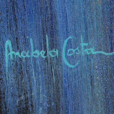 Alternate image for Signed Expressionist Painting of a Woman from Brazil Blue Eyes