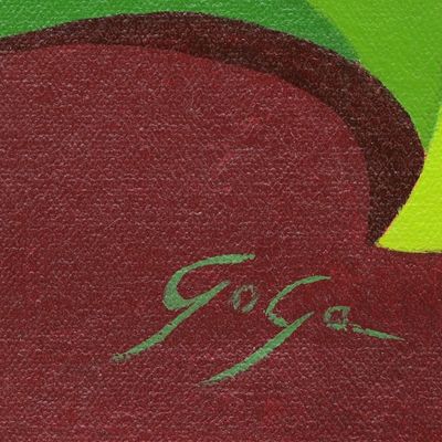 Alternate image for Acrylic Painting of Abstract Flowers from Brazil 2022 Yellow Flowers 2022