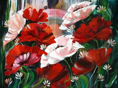 Alternate image for Floral Impressionist Painting from Brazil Poppies