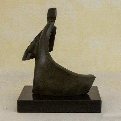 Alternate image for Original Signed Contemporary Brazilian Bronze Sculpture Angel