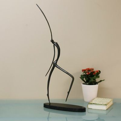 Alternate image for Semi-Abstract Oxidized Bronze Sculpture Handmade in Brazil Walking