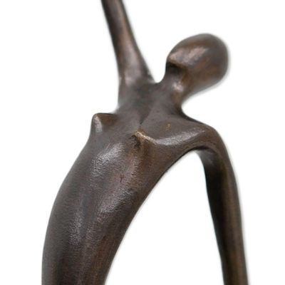 Alternate image for Semi-Abstract Oxidized Bronze Sculpture Handmade in Brazil Walking