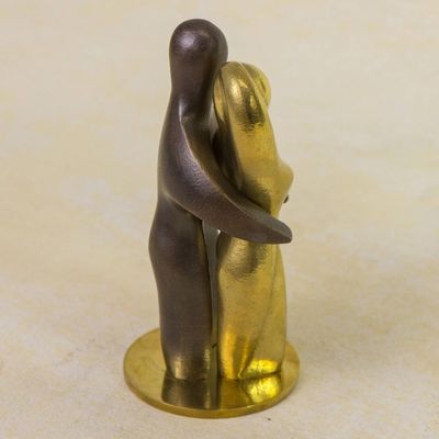 Alternate image for Brazil Signed Bronze Sculpture of a Man and Woman Comfort