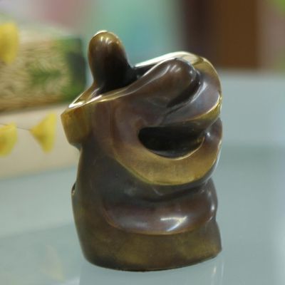 Alternate image for Original Signed Polished Bronze Sculpture from Brazil Embrace