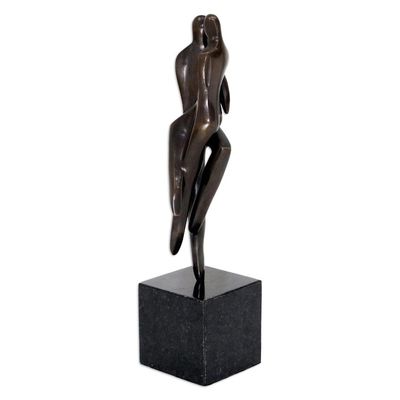Alternate image for Modern Abstract Bronze Lovers Sculpture with Granite Base Lovers III