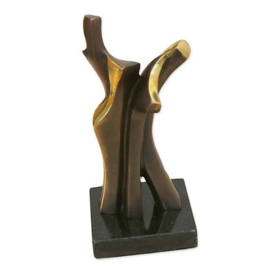 Alternate image for Modern Signed Bronze Sculpture of Lovers from Brazil Admiration II