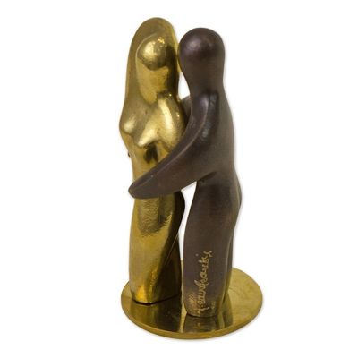 Alternate image for Brazil Signed Bronze Sculpture of a Man and Woman Comfort