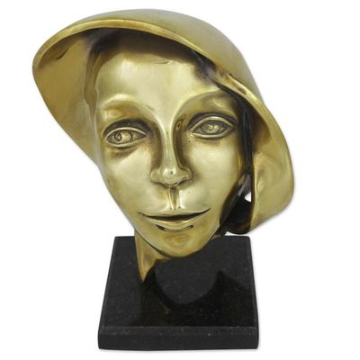 Alternate image for Signed Bronze Abstract Face Sculpture from Brazil Dreamer