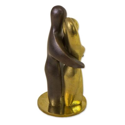 Alternate image for Brazil Signed Bronze Sculpture of a Man and Woman Comfort