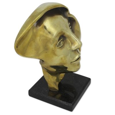 Alternate image for Signed Bronze Abstract Face Sculpture from Brazil Dreamer