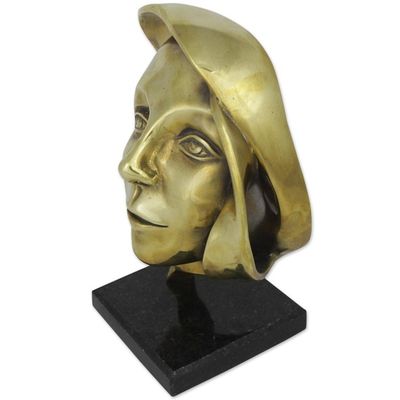 Alternate image for Signed Bronze Abstract Face Sculpture from Brazil Dreamer