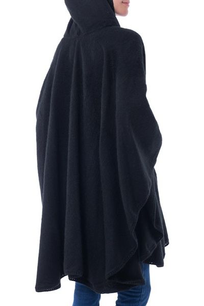 Alternate image for Andean Alpaca Blend Ruana Cape with Hood Glamorous Night