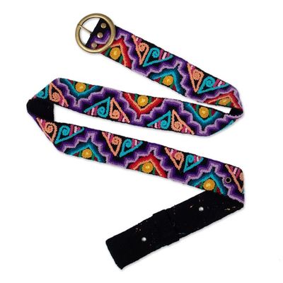 Alternate image for Colorful Hand-Woven  Hand-Embroidered Wool Belt from Peru Colorful Symphony