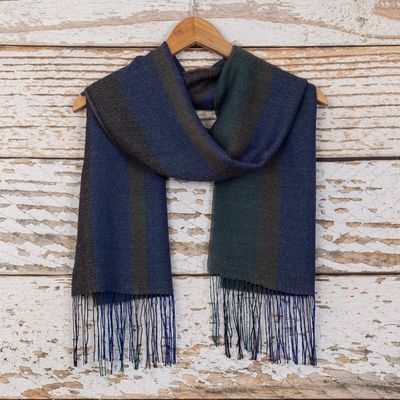 Alternate image for Handloomed Unisex Baby Alpaca Blend Scarf in Blue Winds of the Andes
