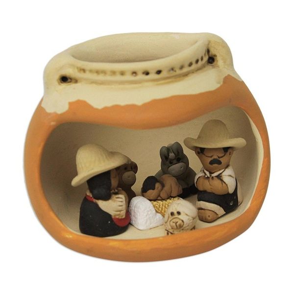Alternate image for Artisan Crafted Peruvian Nativity Scene Vessel Born