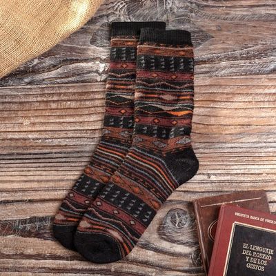 Alternate image for Multicolor Unisex Alpaca Blend Socks from Peru Andean Culture