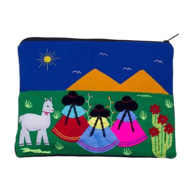 Alternate image for Handcrafted Cotton Blend Patchwork Cosmetic Bag from Peru Walk in the Countryside