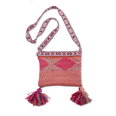 Alternate image for Traditional Handwoven Wool Shoulder Bag with Vibrant Tassels Andean Trip