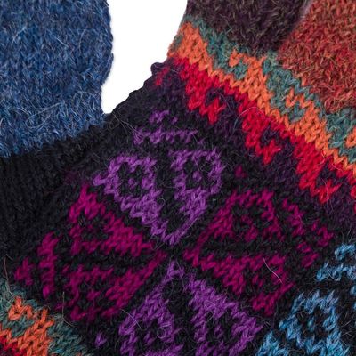 Alternate image for Artisan Crafted 100 Alpaca Colorful Gloves from Peru Bright Tradition