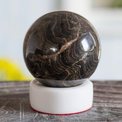 Alternate image for Stromatolite and Calcite Geometric Sculpture Pluto