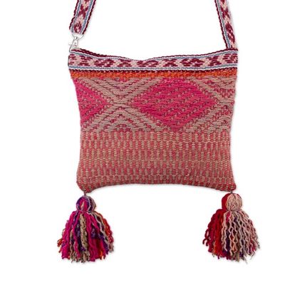 Alternate image for Traditional Handwoven Wool Shoulder Bag with Vibrant Tassels Andean Trip