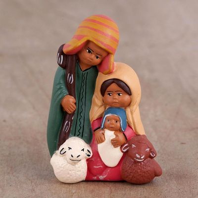 Primary image for Hand-Painted Ceramic Andean Nativity Sculpture from Peru Andean Christian Family