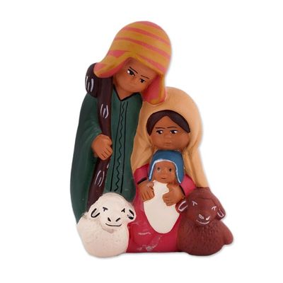Alternate image for Hand-Painted Ceramic Andean Nativity Sculpture from Peru Andean Christian Family