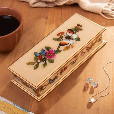Alternate image for Floral Reverse-Painted Glass Decorative Box with Butterfly Floral Hope