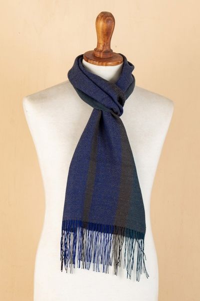 Alternate image for Handloomed Unisex Baby Alpaca Blend Scarf in Blue Winds of the Andes