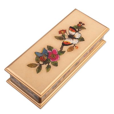 Alternate image for Floral Reverse-Painted Glass Decorative Box with Butterfly Floral Hope