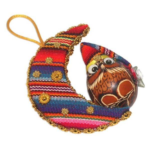 Alternate image for Gourd and Cotton Bird Holiday Ornaments Set of 3 Happy Hoots