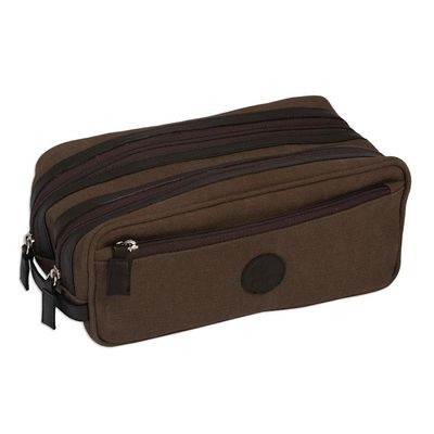 Alternate image for Mens Canvas Toiletry Bag in Chestnut Brown from Peru Essentials