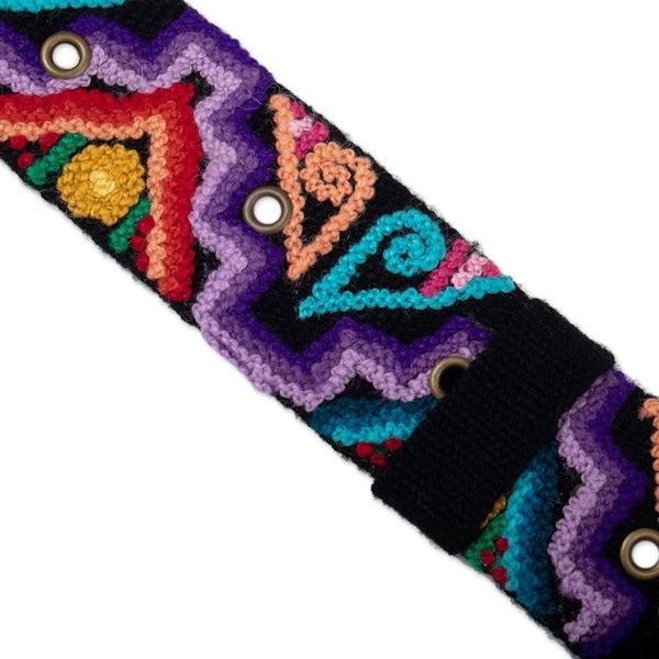 Alternate image for Colorful Hand-Woven  Hand-Embroidered Wool Belt from Peru Colorful Symphony