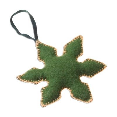 Alternate image for Embroidered Wool Snowflake Ornaments from Peru Set of 3 Vibrant Snowflakes