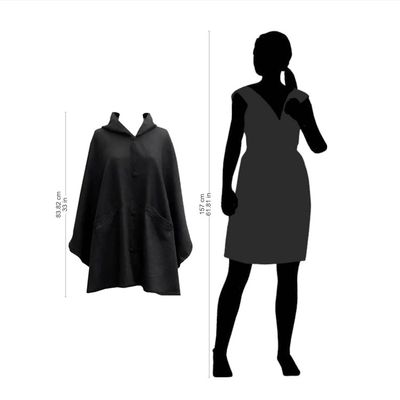 Alternate image for Andean Alpaca Blend Ruana Cape with Hood Glamorous Night